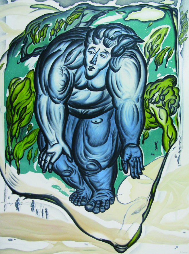 2009-鄭建昌-被壓縮的巨人-奮起-油畫-200F