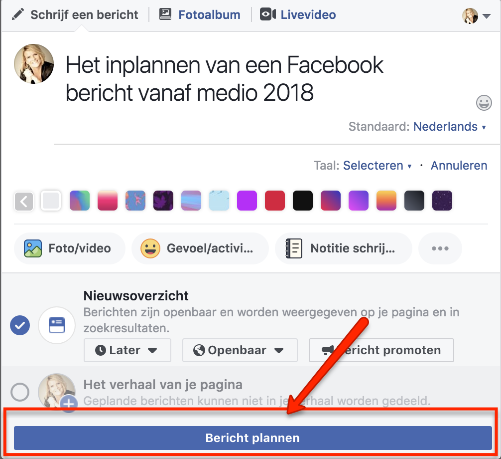 5. Facebook bericht inplannen 5. Facebook bericht inplannen