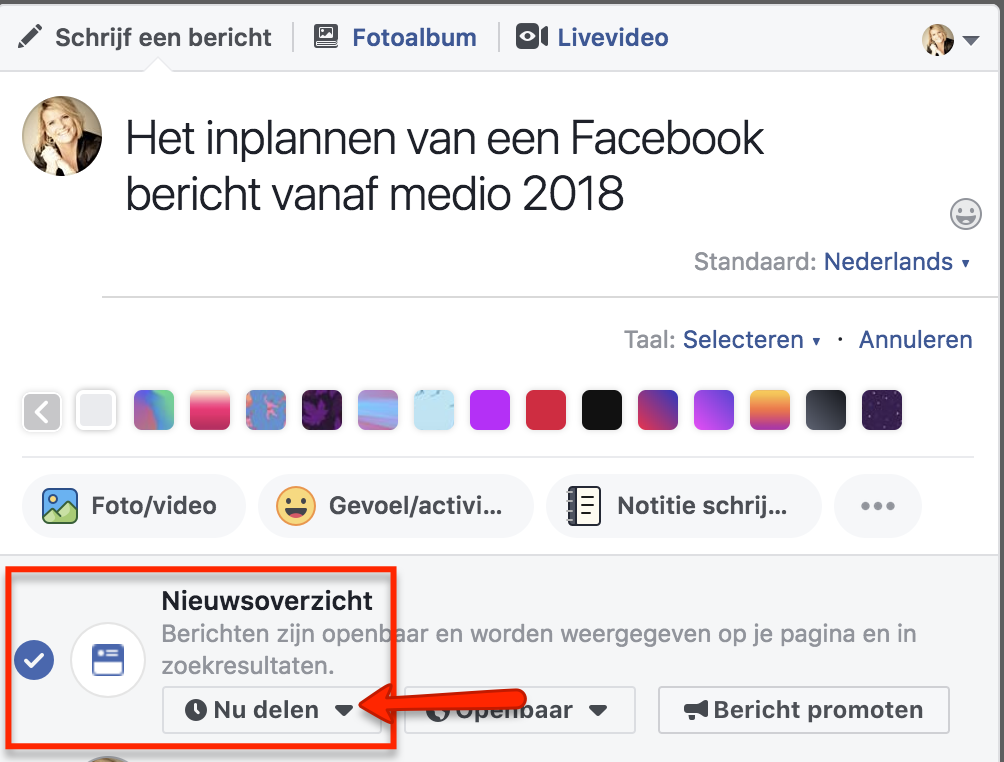 2. Facebook bericht inplannen 2. Facebook bericht inplannen
