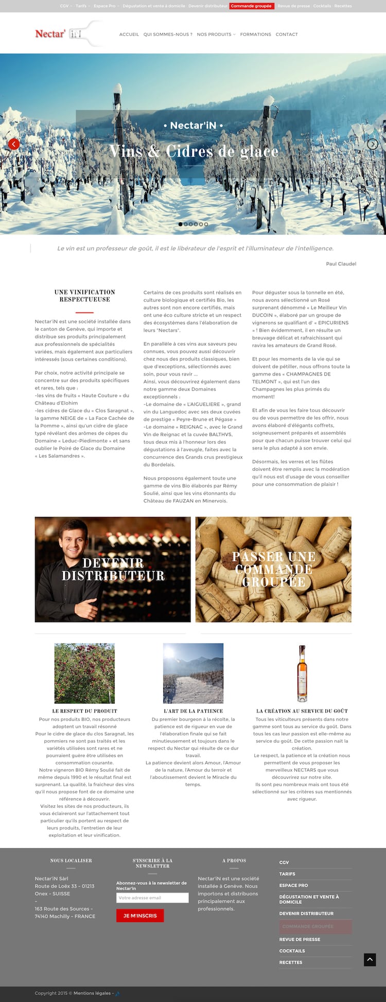 Nectarin.ch, un site conçu avec WordPress