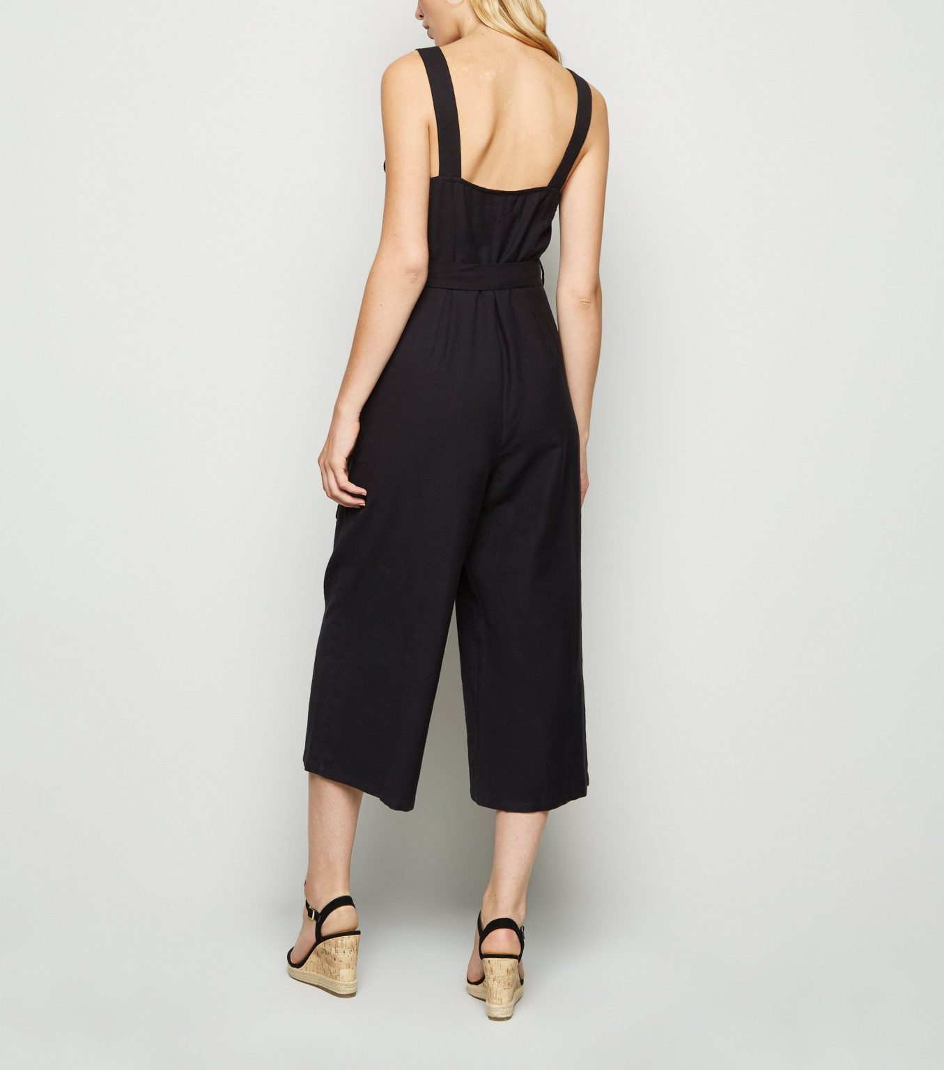 Black Crop Wide Leg Jumpsuit Drest