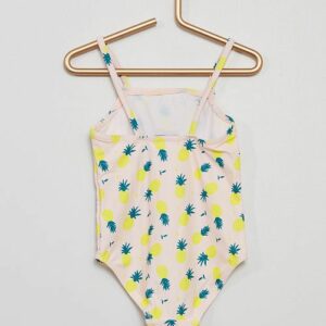 Kiabi Enfant Maillot De Bain 1 Piece Imprime Rose Pale Jaune Fluo Drest