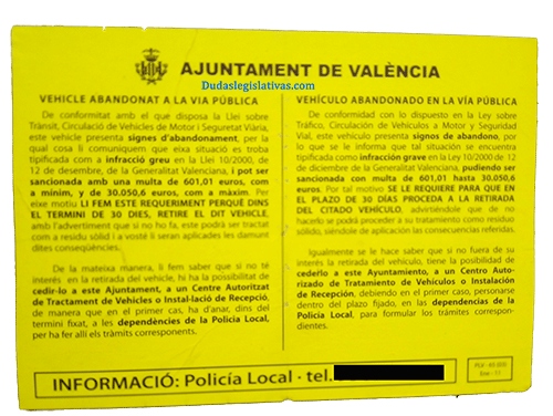 multa por abandonar vehículo