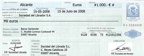 Ejemplo 2 Letra de cambio