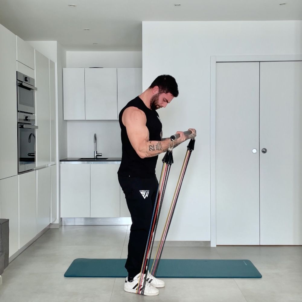 Barre de musculation pour élastiques