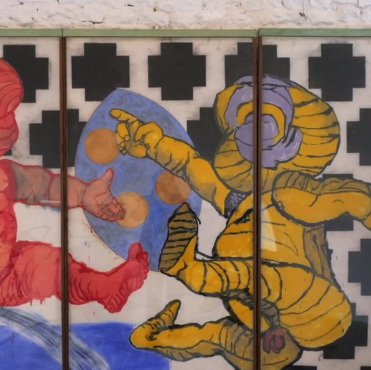 Nicolas Fedorenko installe son tryptique - Domaine de Kerguéhennec