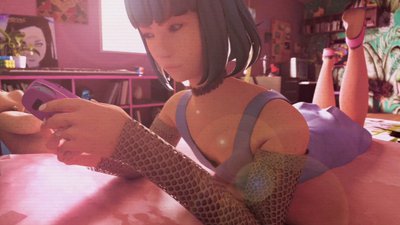 Fille avec son nokia - Jardin texto