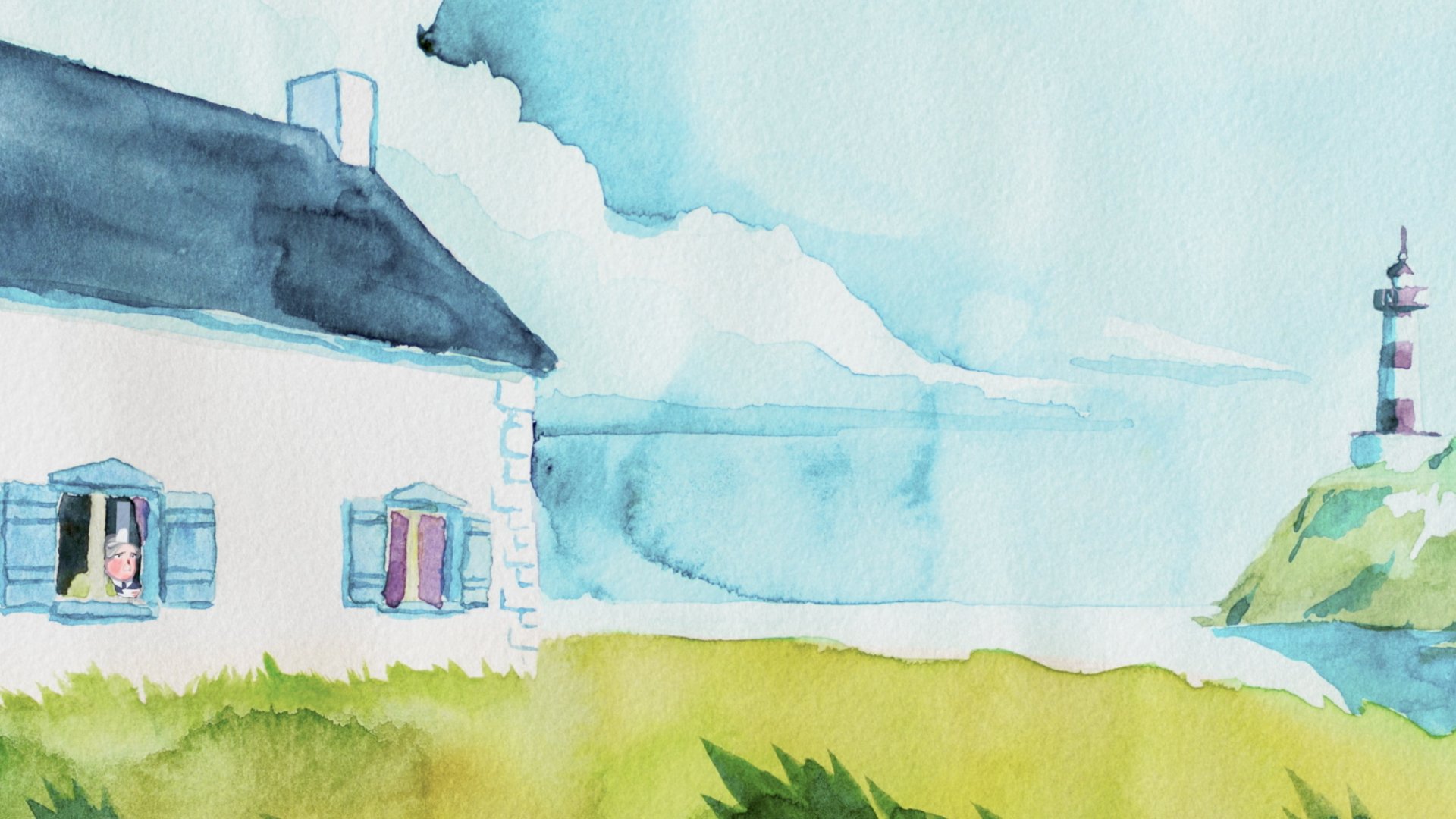 vue sur une maison avec un phare en face