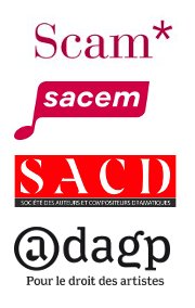 Logos Sacem, Scam, ADAGP, SACD