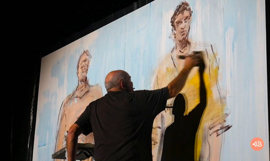 performance de Paul Bloas peinture guitare