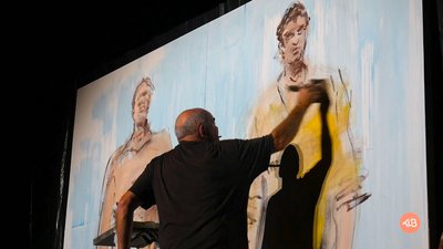 performance de Paul Bloas peinture guitare