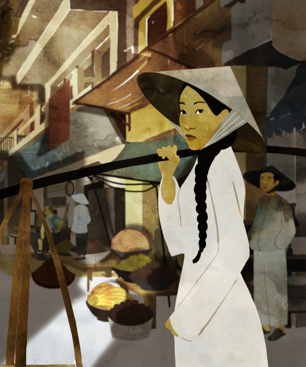 Vietnamienne avec un porte seaux -Sous tes doigts