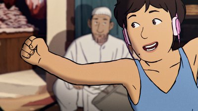 enfant débardeur bleu casque oreilles - Flee