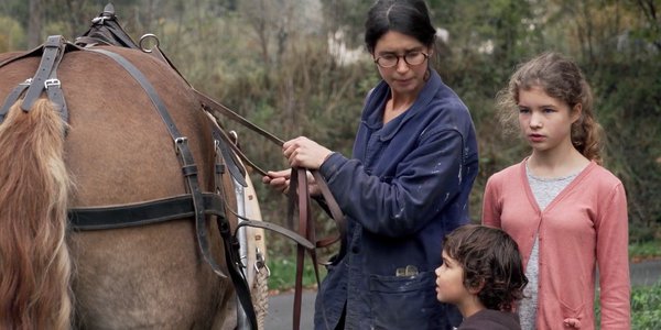 famille attelle le cheval terre milieu