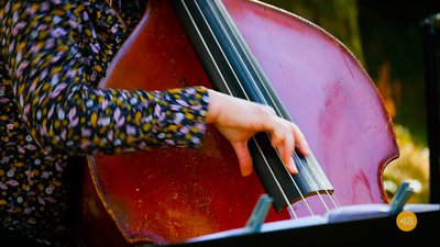 main Hélène Labarrière sur contrebasse