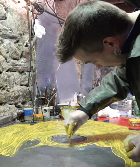 Peinture plaque jaune Thomas Godin Ciap Landivisiau