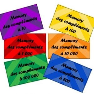 Memory des compléments à 10 , 100 , 1 000 , 10 000 , 100 000 et 500