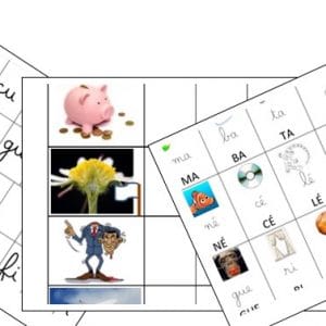 écriture tâtonnée de 12 mots de 4 et 5 syllabes simples