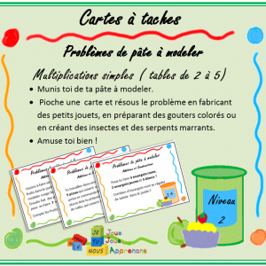Problèmes de pâte à modeler, multiplications simples