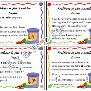 Problèmes de pâte a modeler , ensemble de 4 activités