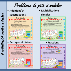 Problèmes de pâte a modeler , ensemble de 4 activités