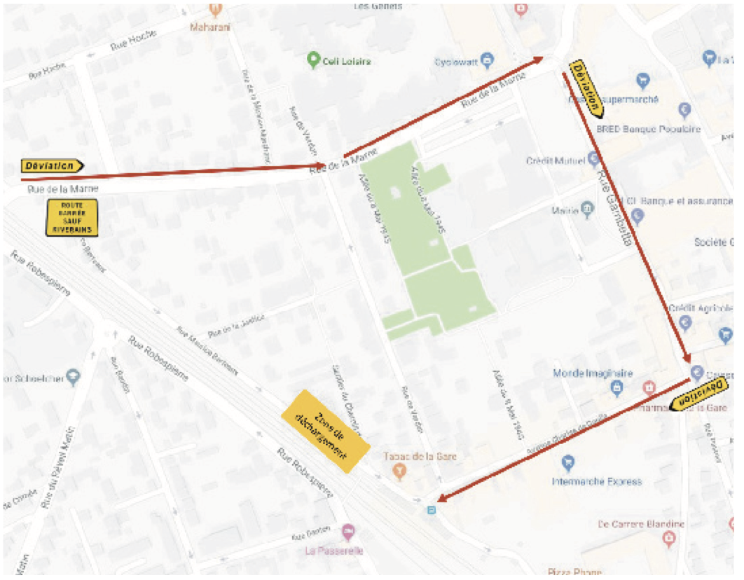 plan de circulation pendant les travaux de la gare d'houilles