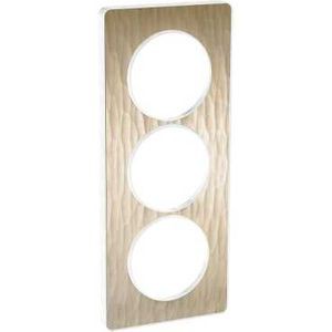 Plaque odace touch - bronze gougé avec liseré blanc - triple verticale 57mm