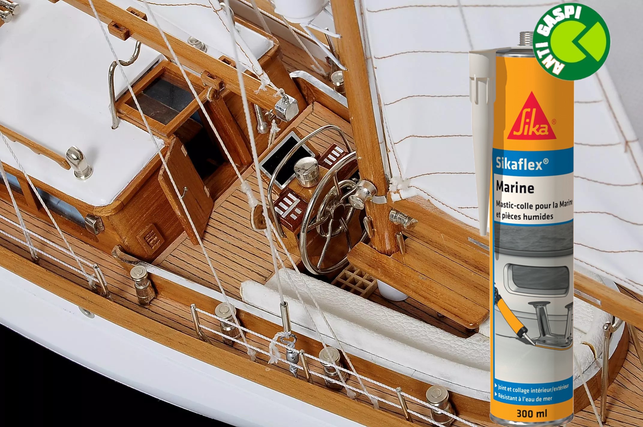 Sikaflex® marine. Mastic-colle souple hautes performances spécial bateaux. Couleur blanc c27. Carton