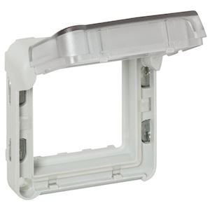 Adaptateur opaque plexo composable ip55 pour mosaic 2 modules - gris et blanc