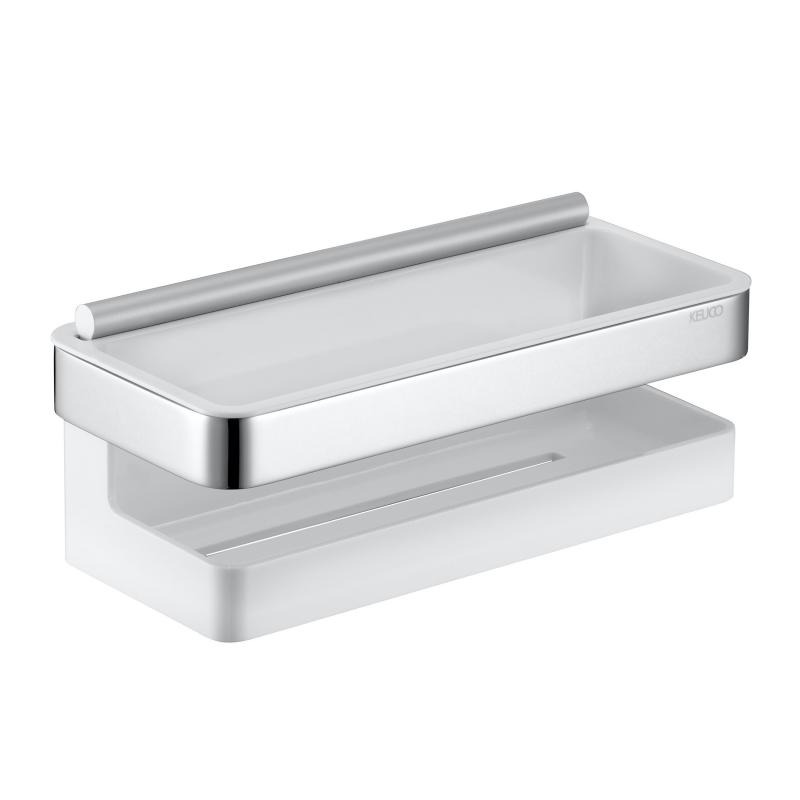 Porte-flacons droit avec raclette mol l, chromé blanc