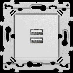 Chargeur double usb a+a blanc pour la gamme essensya