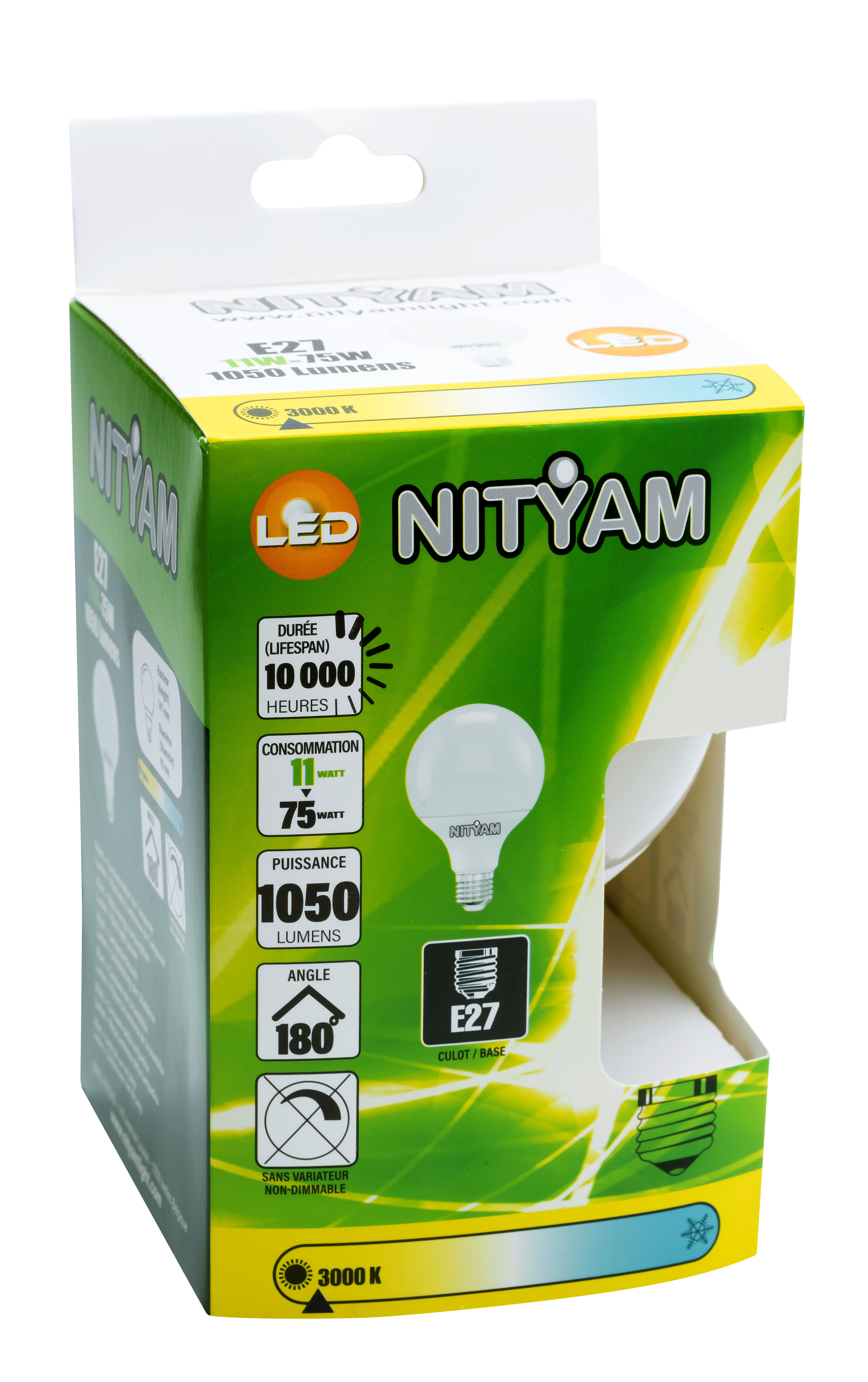 Ampoule globe g95 e27 11w 1050lm 3k - nityam