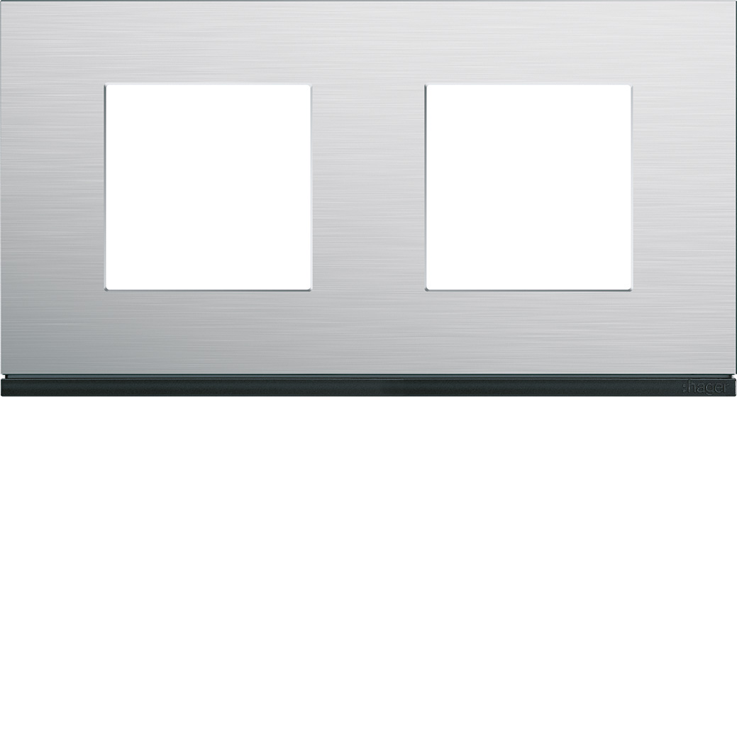 Plaque gallery 2 postes horizontale 71mm matiere natural alu