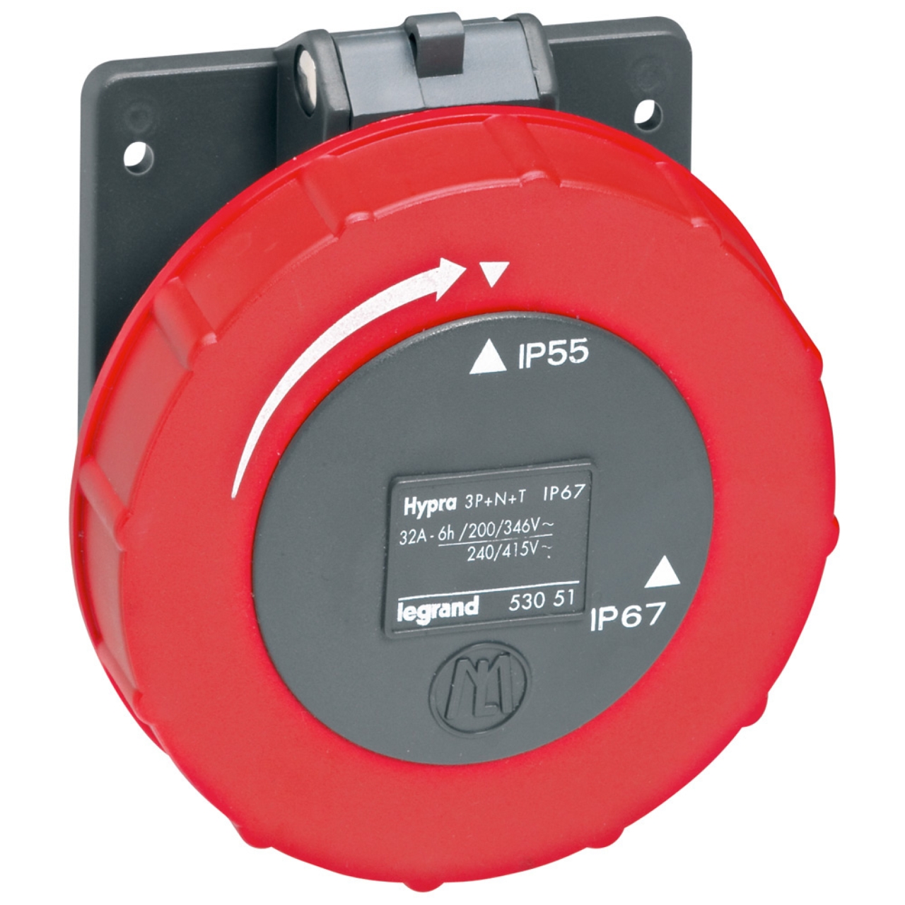 Prise à entraxes unifiés hypra 3p+t+n - 380v~ à 415v - 0530051 legrand