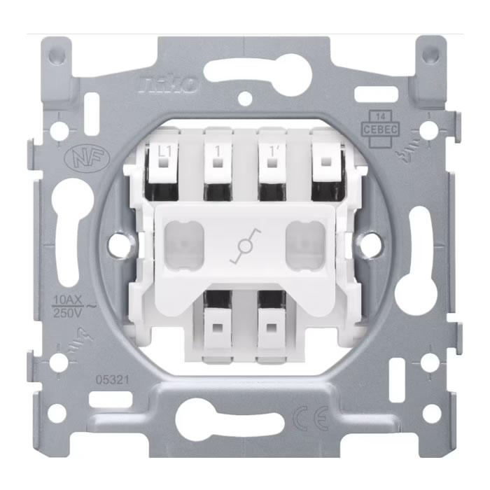 Socle pour un interrupteur va-et-vient ou un interrupteur a tirette va-et-vient, 10 ax/250 vac