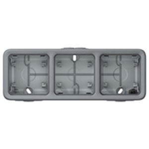 Boîtier étanche à embouts 3 postes horizontaux plexo composable ip55 - gris
