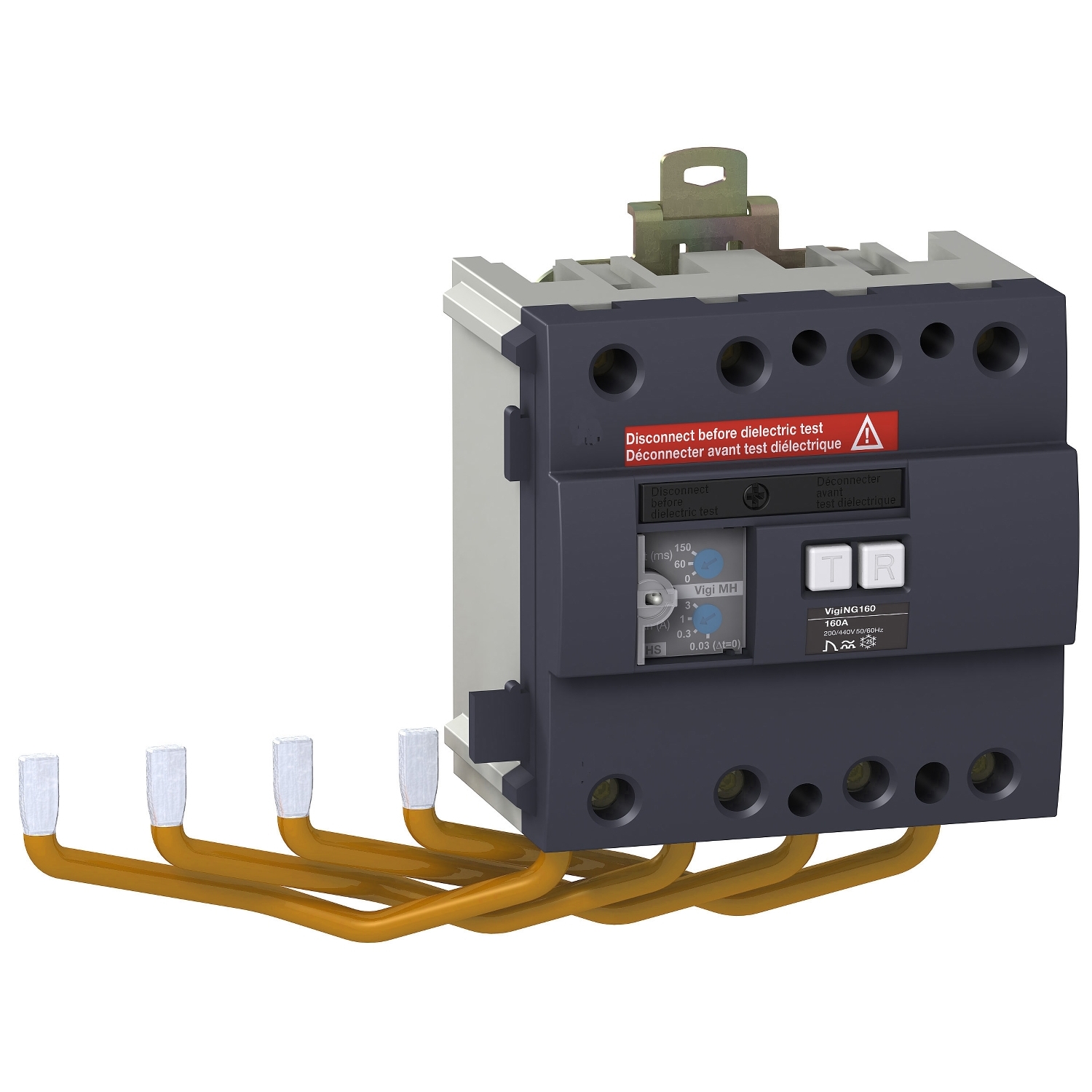 Ng160n - bloc vigi mh - 4p - 0,03 à 10a - raccordement par l