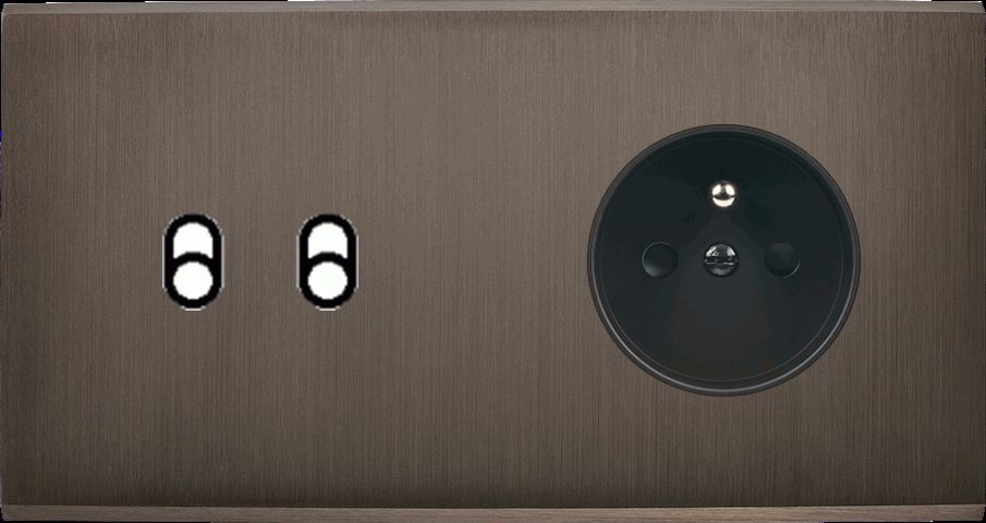 Façade confidence laiton canon de fusil double horizontale 2 basculeurs prise 2p+t sans visles atout