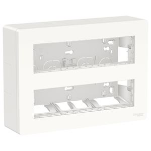 Unica - boîte de concentration saillie complète - 2 rangées de 8 modules blanc brillant