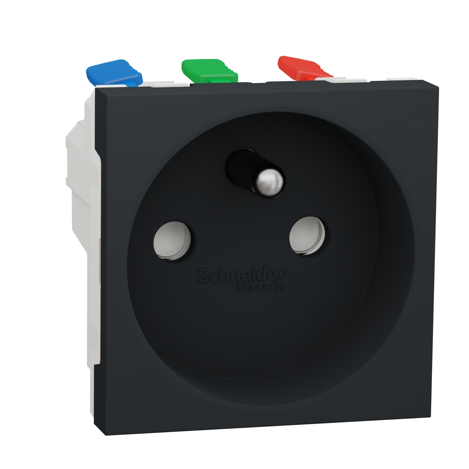 Unica - prise de courant 2p+t - 16a - 250vca - standard français - 90° - raccordement rapide travers