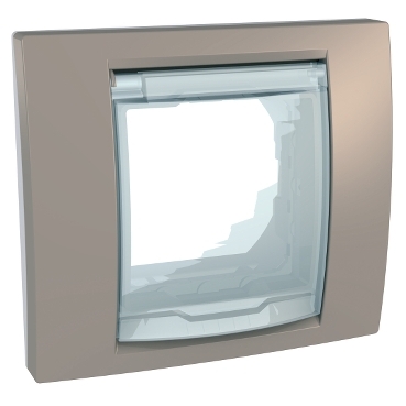 Unica - plaque de finition - 1 poste 2 mod. - Vison liseré blanc - version ip44