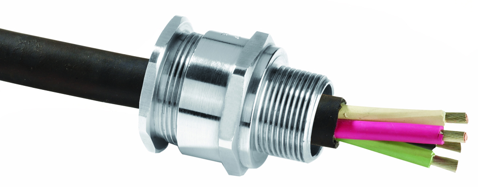 Presse etoupe cable non arme laiton nickelé 1/2 npt atex / iecex ecrou non fourni. Joint plat d'etan