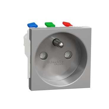 Unica - prise de courant 2p+t - 16a - 250vca - standard français - 90° - raccordement rapide travers