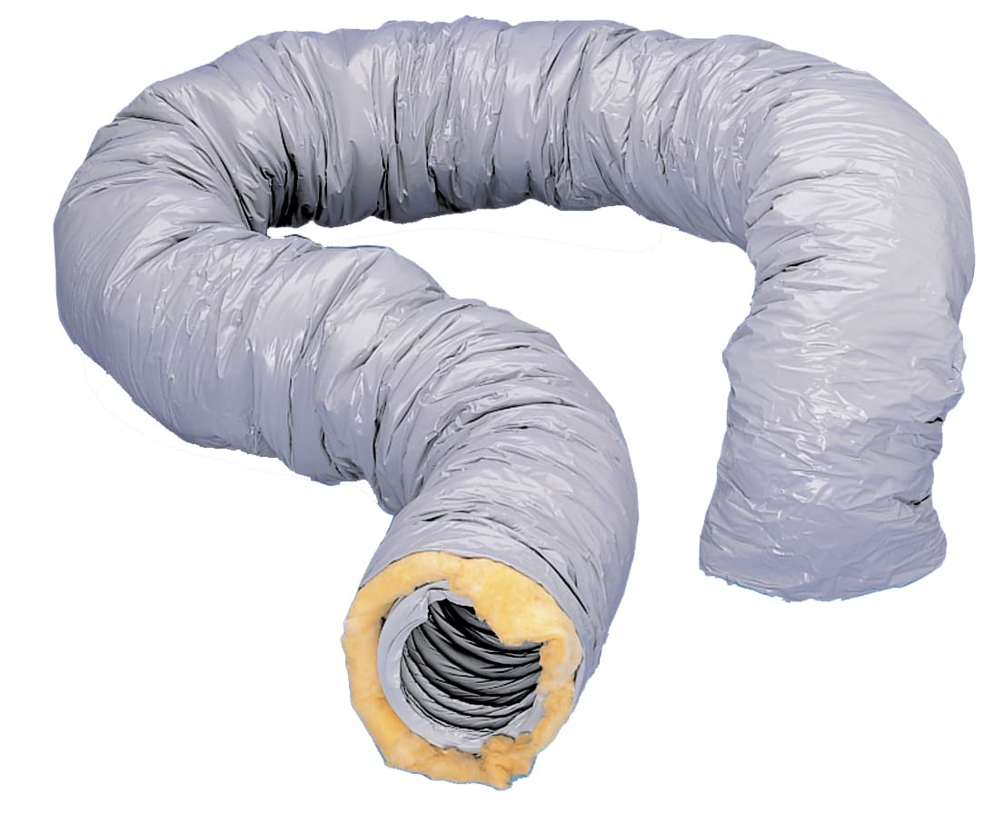 Gaine souple pvc renforcee, isolee 25 mm de verre, diametre 80 mm, longueur 6 m