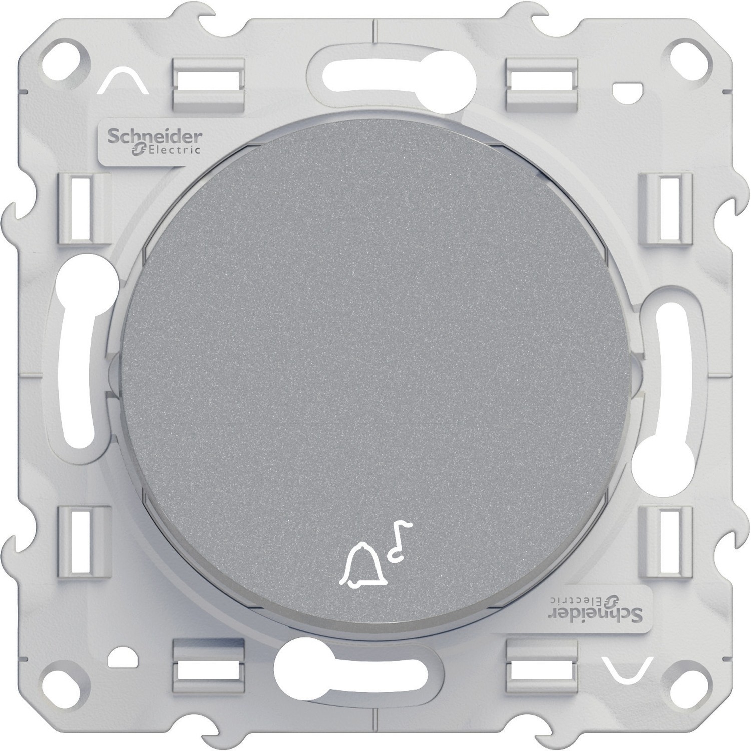 Odace - bouton-poussoir - symbole de cloche - aluminium - fixation par vis - 2 bornes sans vis - 10