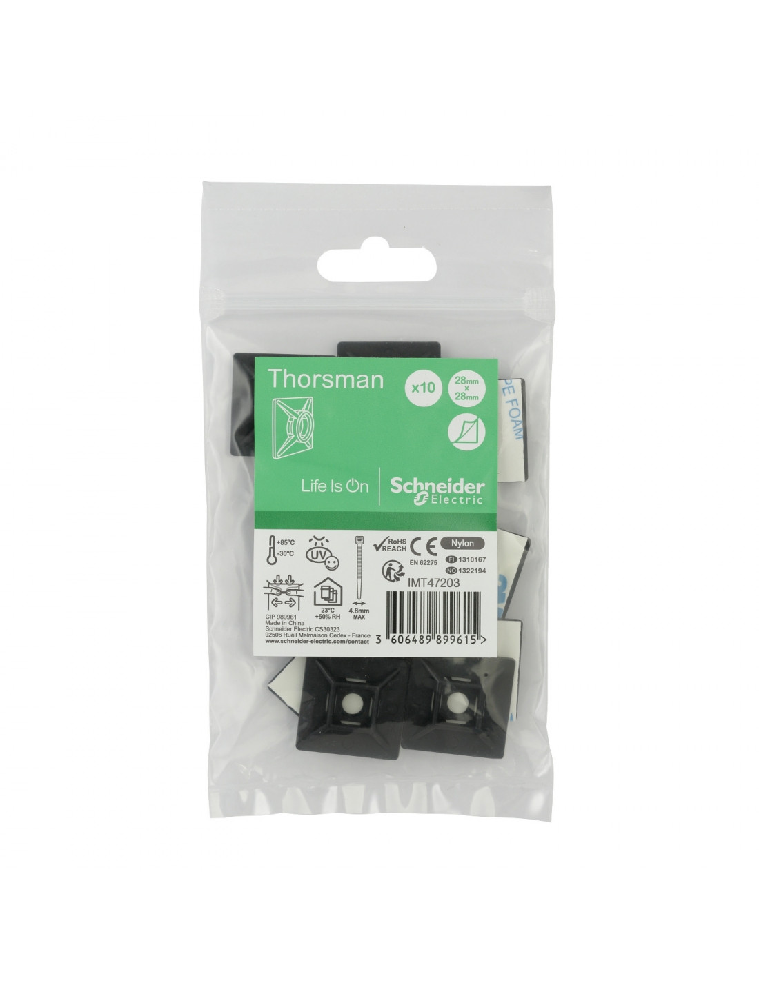 Thorsman - embase adhésive - 4,8mm - noir