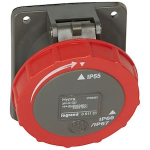 Prise fixe hypra ip66/67-55 16a - 380v~ à 415v~ - 3p+n+t - plastique