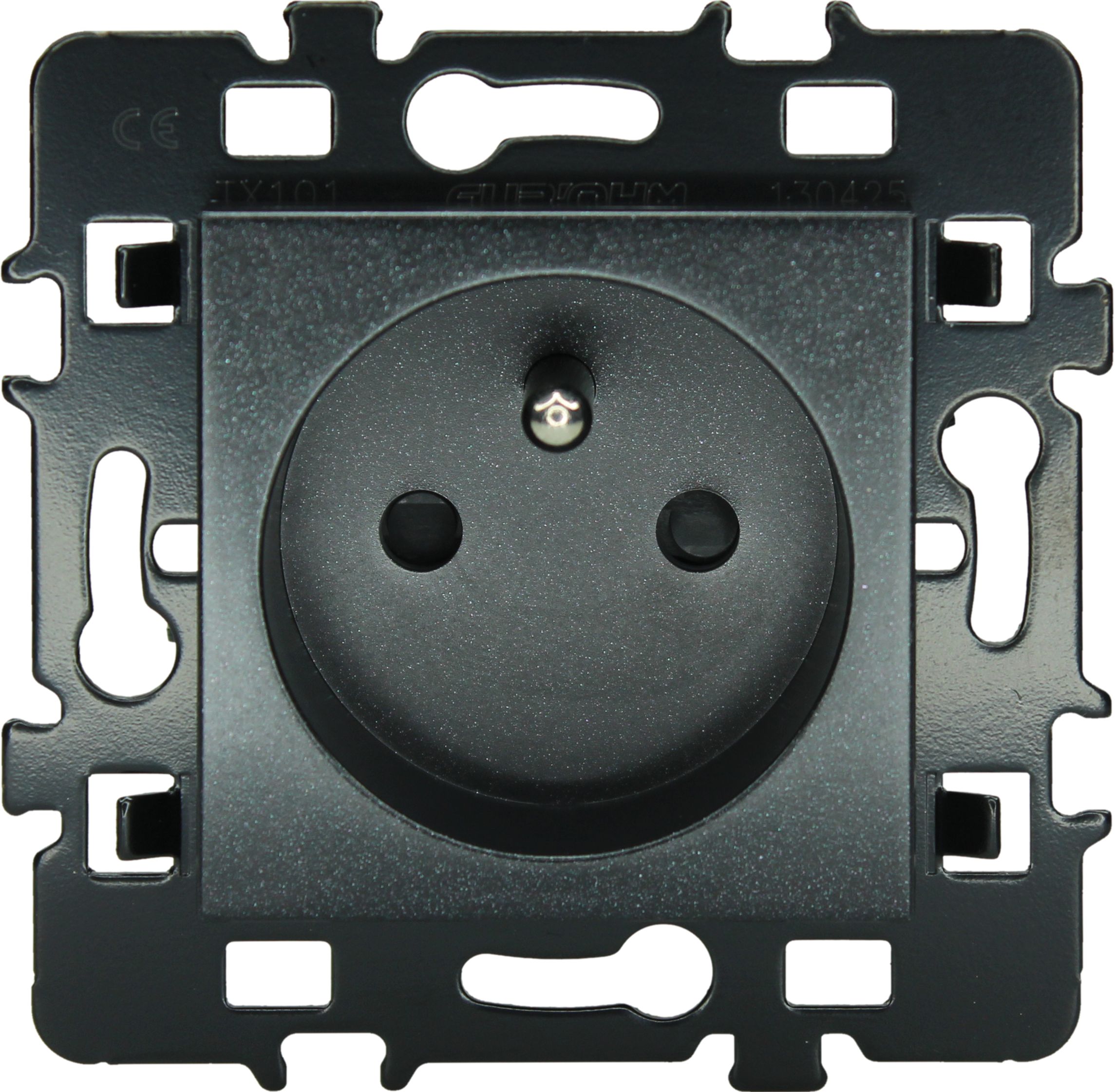 Prise de courant 2 postes + t anthracite 61960 eur'ohm