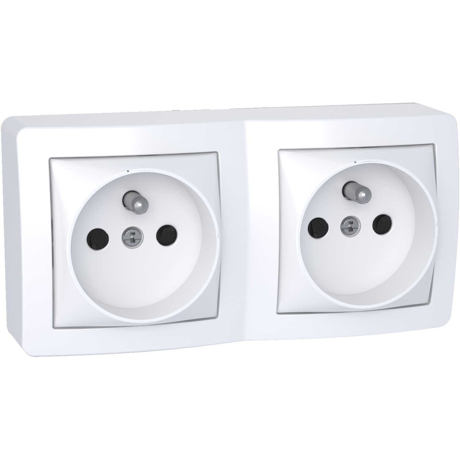 Alréa double prise de courant 2p + t connexion rapide avec cadre saillie blanc p