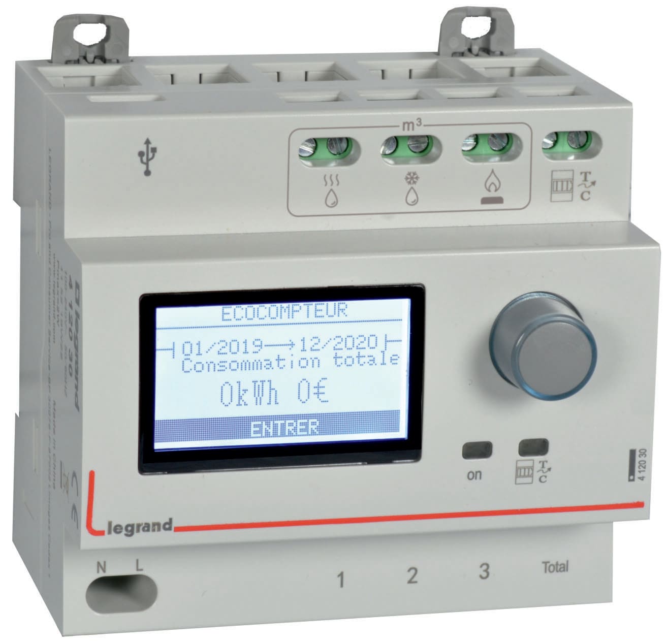 Compteur d'énergie résidentiel permettant la mesure des consommations électriques du logement sur 5